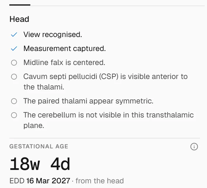 Teach mode showing the checklist headed What to check in the head view.